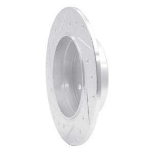 Chrysler CrossFIRE Brake Rotor (1) - Rear Right - R1 Concepts - Drilled & Slotted - Silver - `87-`15